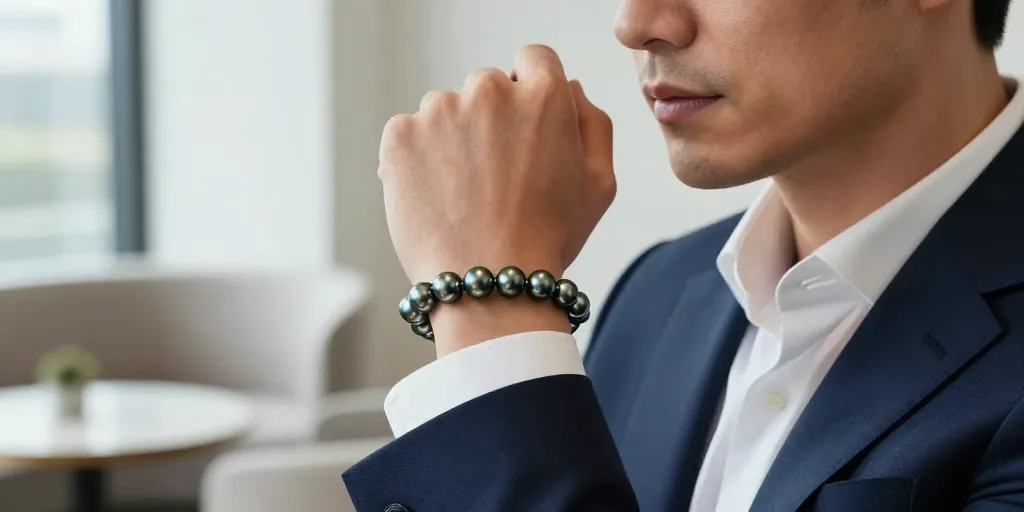 bracelet homme perle de tahiti